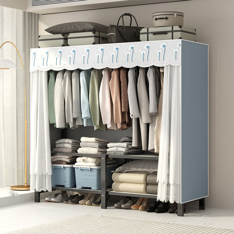 Freestanding Metal Frame Wardrobe Foldable Wardrobe with Garment Rod