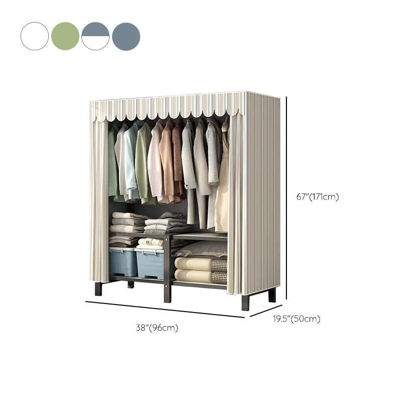 Freestanding Metal Frame Wardrobe Foldable Wardrobe with Garment Rod