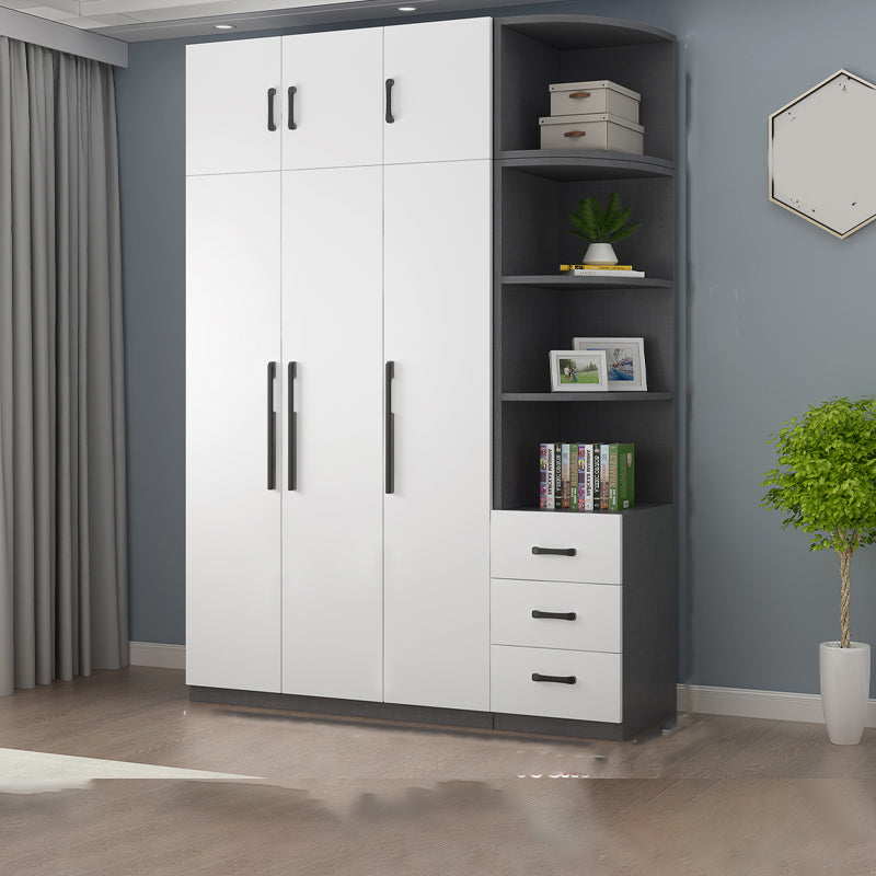 Modern Wood Frame Wardrobe Armoire Freestanding Wardrobe with Shelves