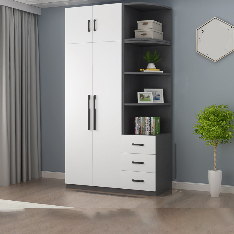 Modern Wood Frame Wardrobe Armoire Freestanding Wardrobe with Shelves