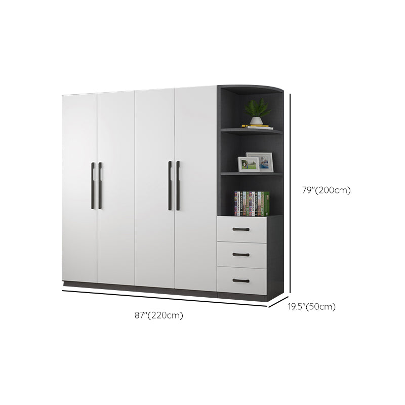 Modern Wood Frame Wardrobe Armoire Freestanding Wardrobe with Shelves