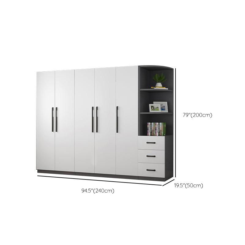 Modern Wood Frame Wardrobe Armoire Freestanding Wardrobe with Shelves