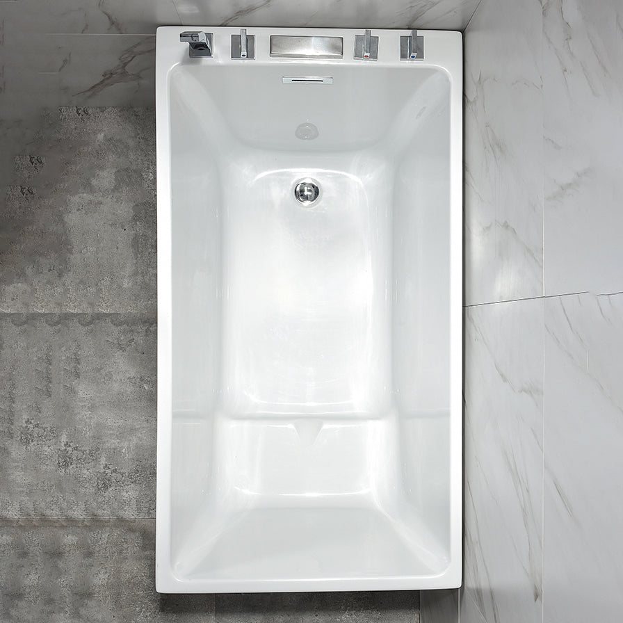 Back to Wall Bathtub Antique Finish Soaking Rectangular Modern Tub