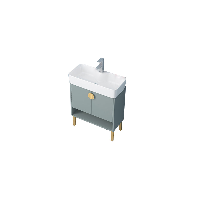 Rectangular Freestanding Bathroom Vanity Glam Green Single-Sink Vanity Set
