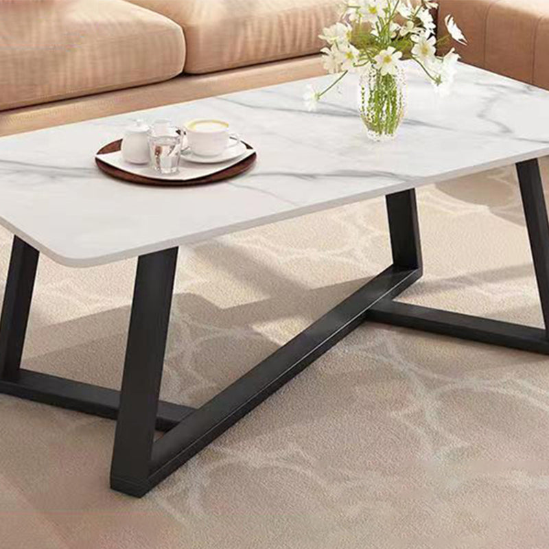 Slate Rectangle Coffee Table Cross Legs Single Table for Living Room