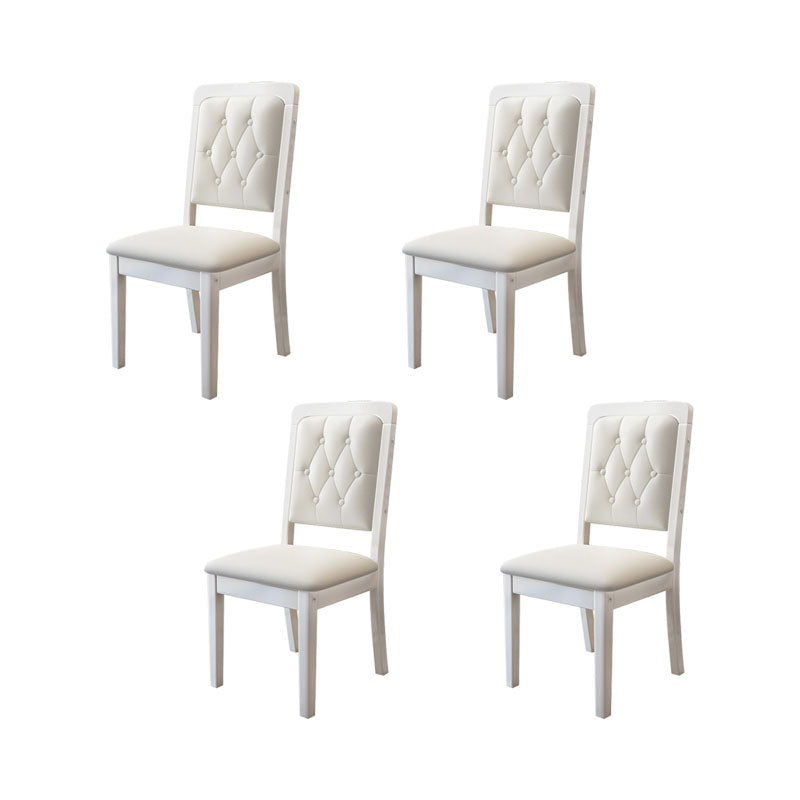 Wood Tufted Dining Chair Modern Style Upholstered Armless Dining Chairs