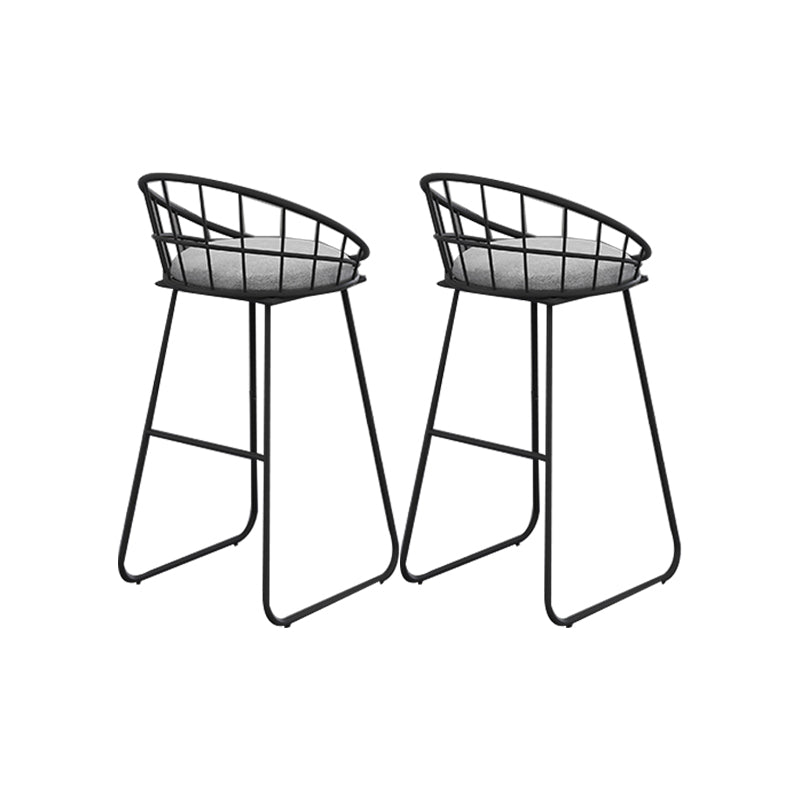 Glam Low Back Dining Stools Round Upholstered Bar Stools with Footrest