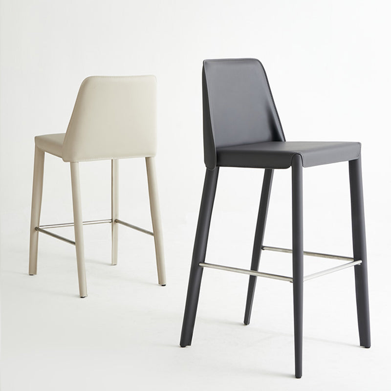 Faux Leather Bar Stools Modern Style Patio Bar Stool with Backrest