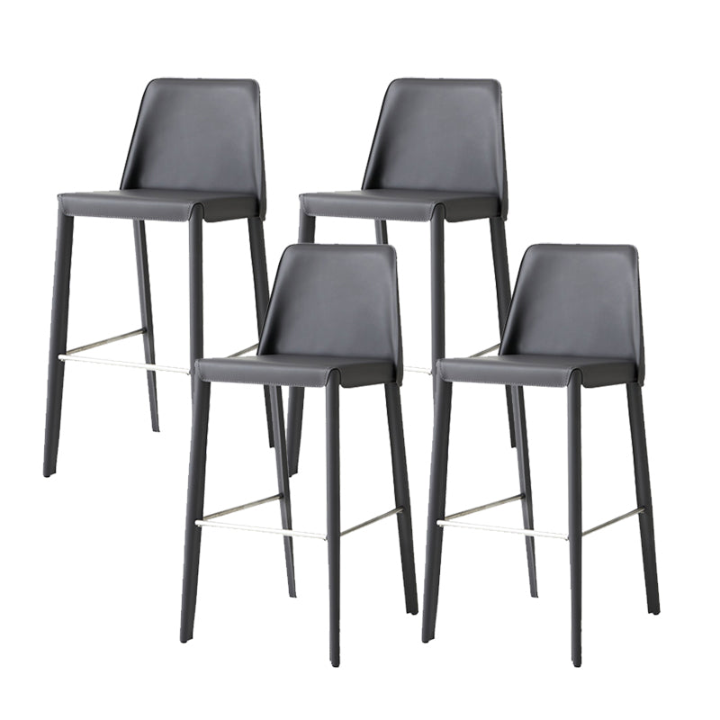 Faux Leather Bar Stools Modern Style Patio Bar Stool with Backrest