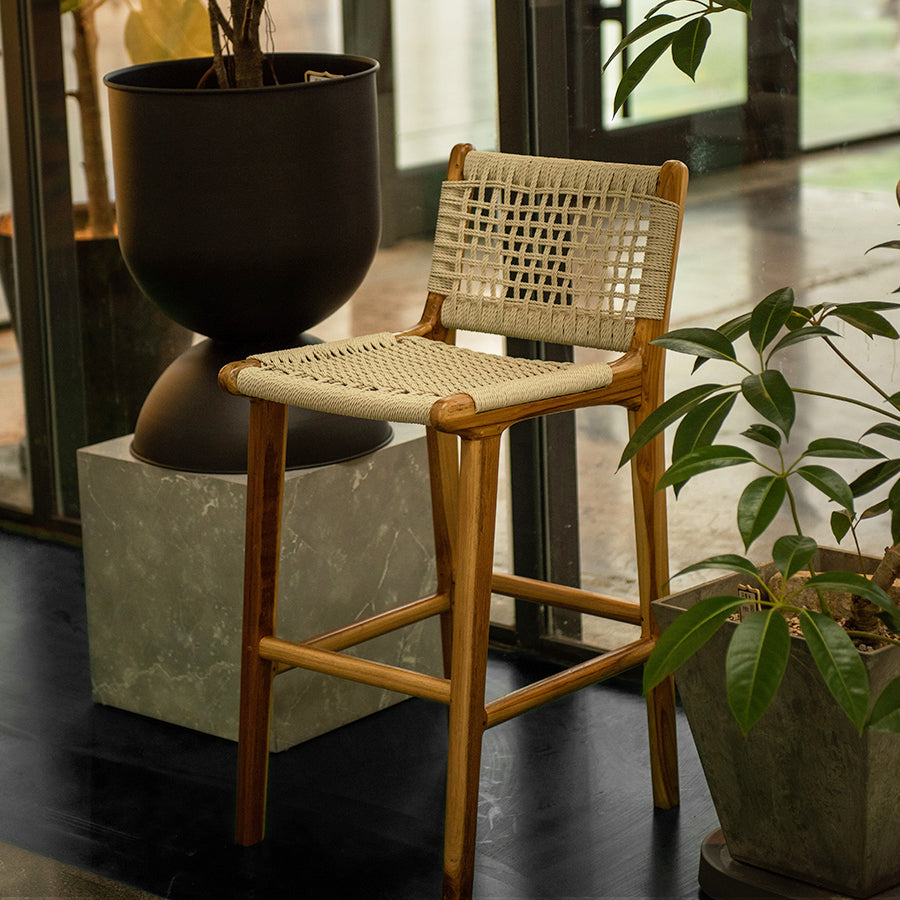 Low Back Bar Stools White Dining Stools with Solid Wood Base