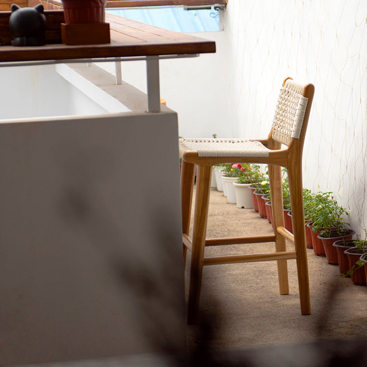 Low Back Bar Stools White Dining Stools with Solid Wood Base