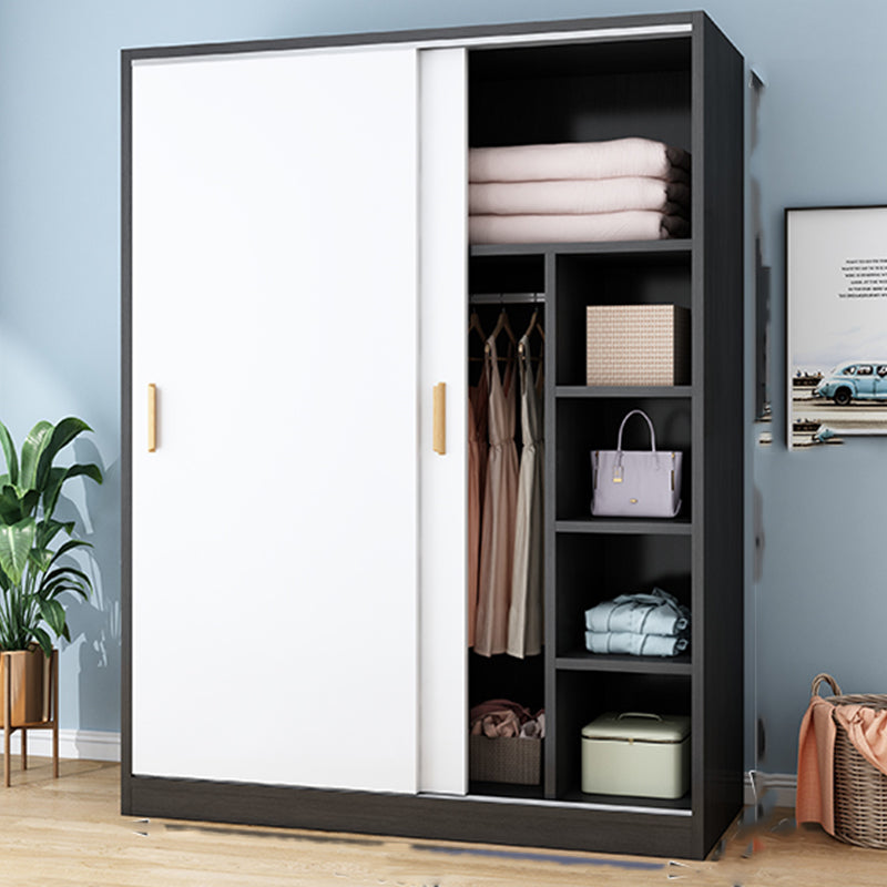 Freestanding Wood Frame Wardrobe Armoire Contemporary Multifunctional Wardrobe