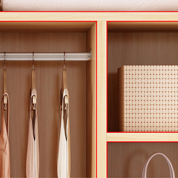 Freestanding Wood Frame Wardrobe Armoire Contemporary Multifunctional Wardrobe