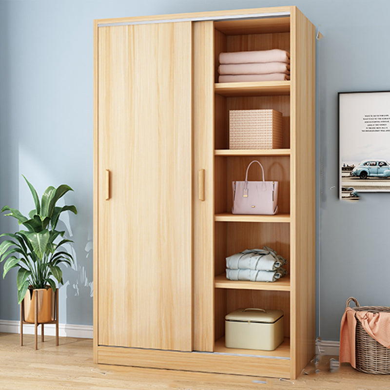 Freestanding Wood Frame Wardrobe Armoire Contemporary Multifunctional Wardrobe