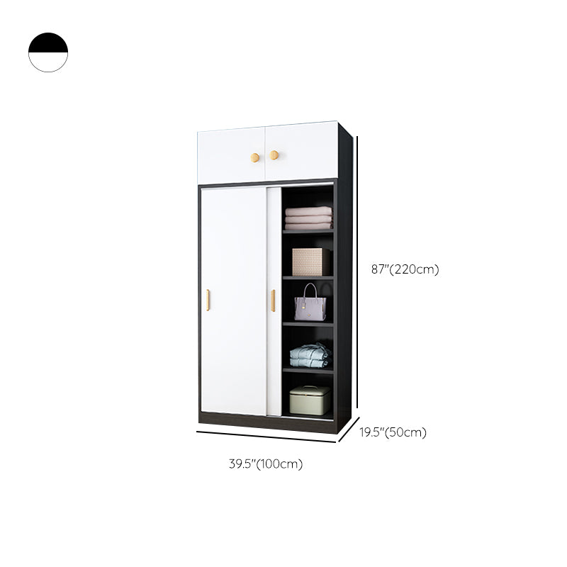 Freestanding Wood Frame Wardrobe Armoire Contemporary Multifunctional Wardrobe