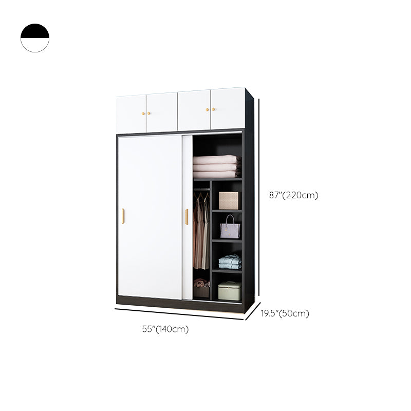 Freestanding Wood Frame Wardrobe Armoire Contemporary Multifunctional Wardrobe