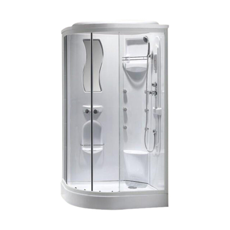 Neo-Round Shower Stall White Tempered Glass Shower Stall with Door Handles