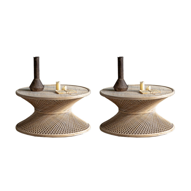 Rustic Corner Table Round Pedestal Distressed Accent Side Table