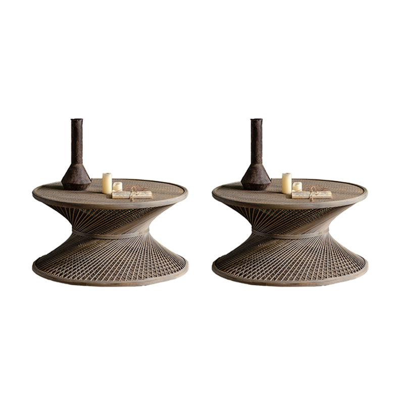 Rustic Corner Table Round Pedestal Distressed Accent Side Table