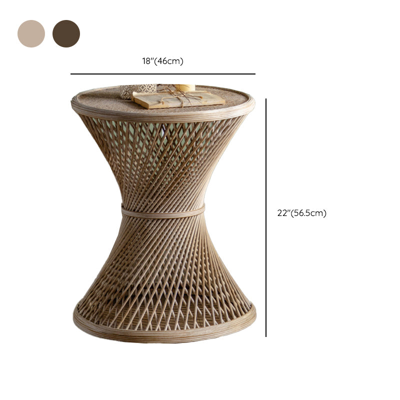 Rustic Corner Table Round Pedestal Distressed Accent Side Table