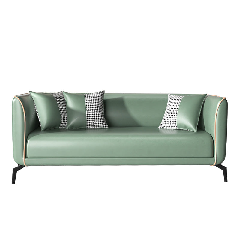 25" Wide Contemporary Sofa 3 Seater Leather Seating with 3 Pillows