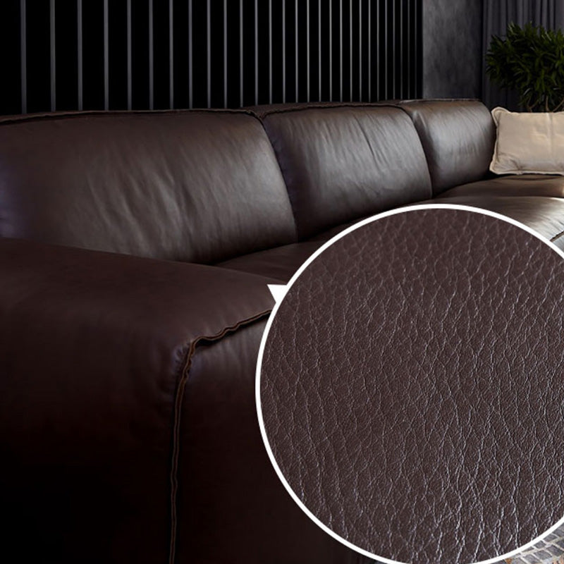 30"H Contemporary Seating Square Arm Pillows Gray Leather Sofa