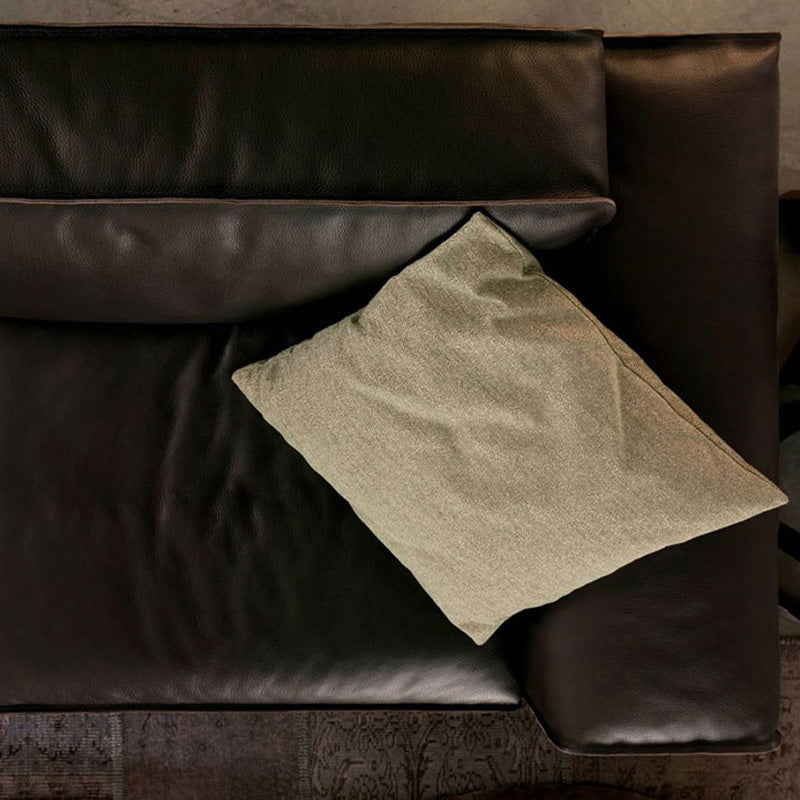 30"H Contemporary Seating Square Arm Pillows Gray Leather Sofa