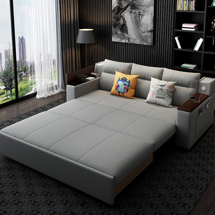 Contemporary Futon Sleeper Sofa Square Arms Futon and Mattress with Storage