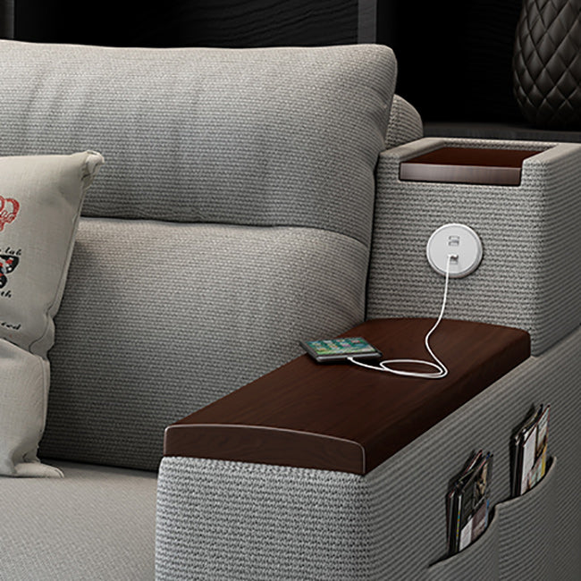 Contemporary Futon Sleeper Sofa Square Arms Futon and Mattress with Storage