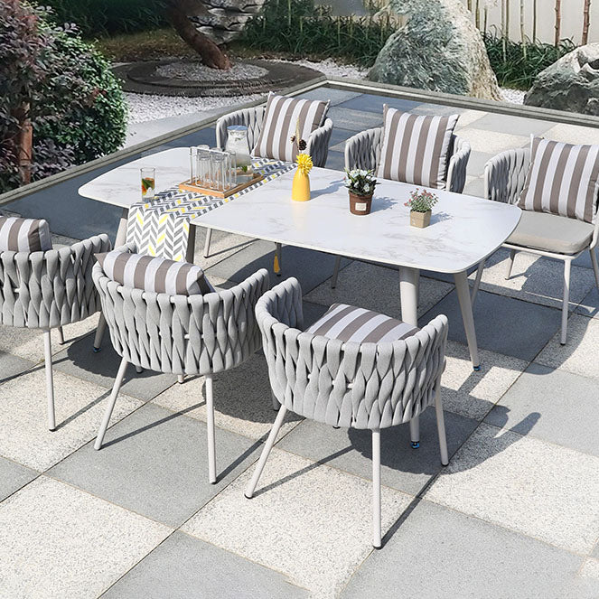 Tropical Gray Outdoor Bistro Chairs Open Back Patio Dining Armchair