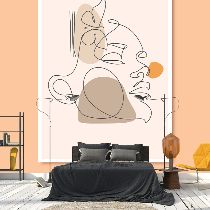 Line Art Resistant Mural Wallpaper Illustration Sleeping Room Wall Mural