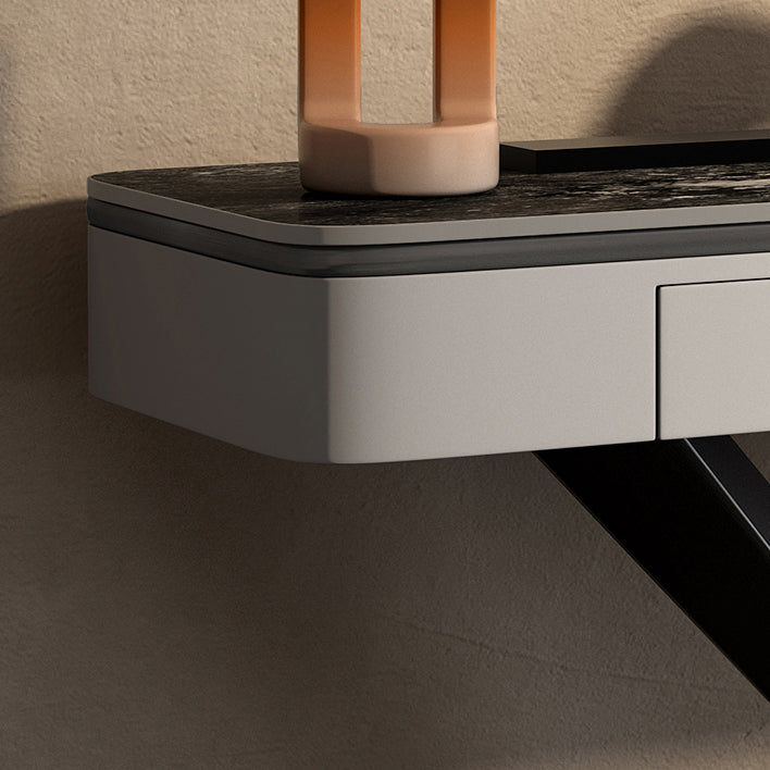 Glam Rectangle Accent Table Stone Sofa Console Table for Hall