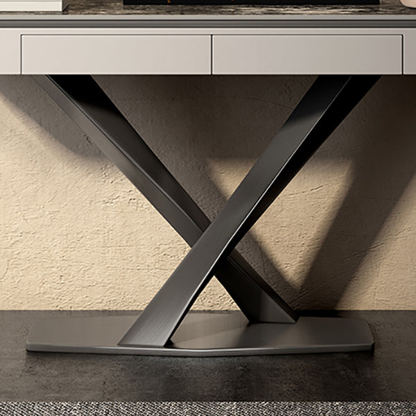 Glam Rectangle Accent Table Stone Sofa Console Table for Hall