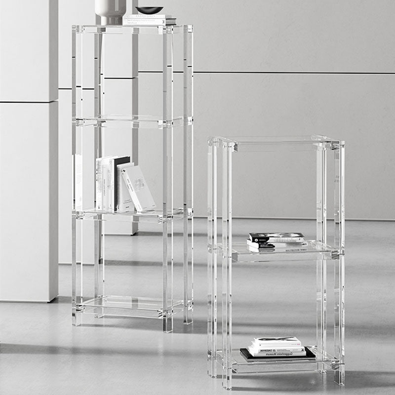 Contemporary Open Back Standard Bookshelf Acrylic Bookcase with Shelves