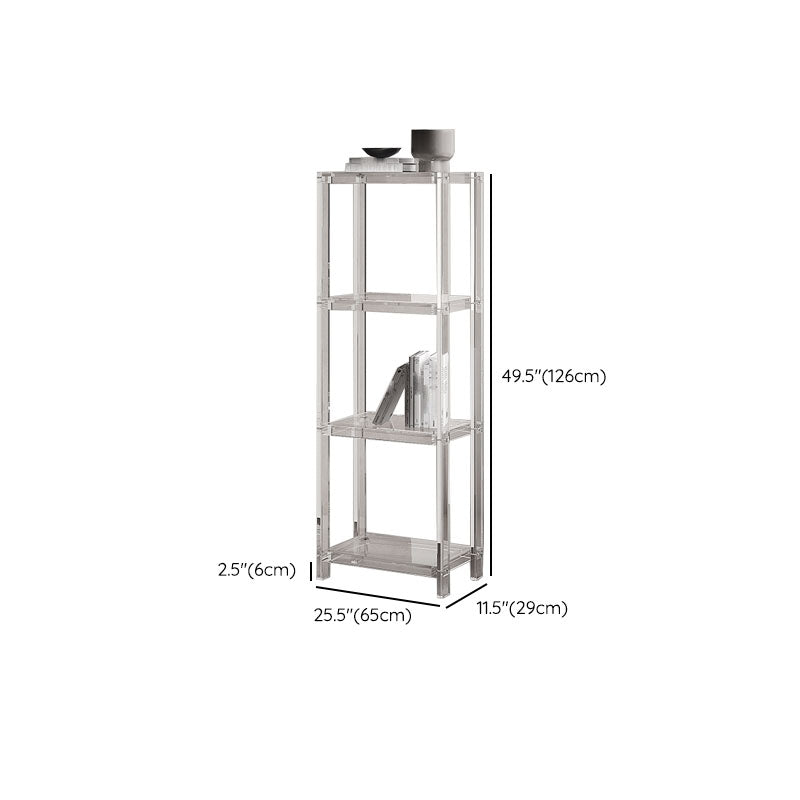 Contemporary Open Back Standard Bookshelf Acrylic Bookcase with Shelves