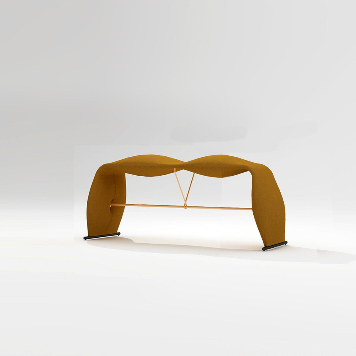 Glam Bedroom Bench Cushioned Backless Seating Bench with Metal Base