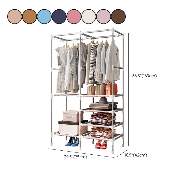 Free Standing Metal Coat Rack Contemporary Coat Hanger with Storage Shelves