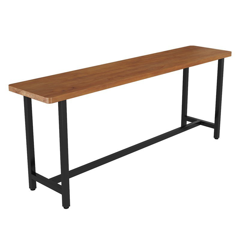 Metal Frame Industrial Bistro Table Brown Pine Wood Top Bar Table