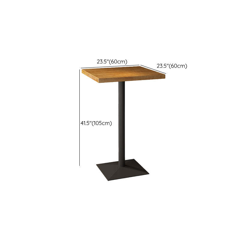 Indoor Industrial Bar Dining Table Square Metal and Wood Bar Table