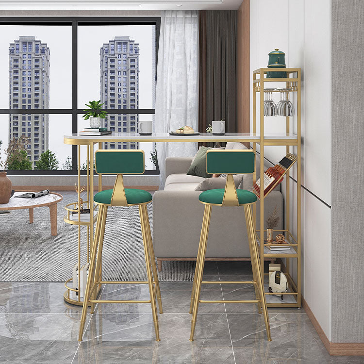 White Stone Bar Table with Storage Modern Specialty Pub Table for Dining Room