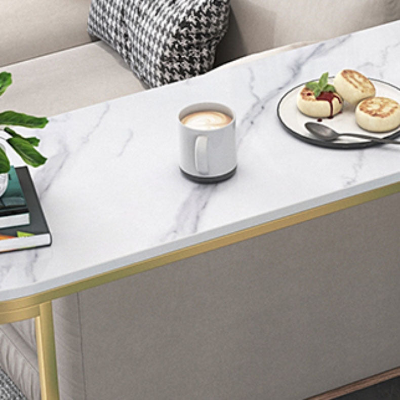 White Stone Bar Table with Storage Modern Specialty Pub Table for Dining Room