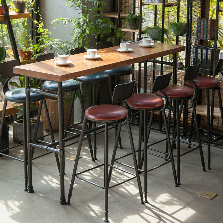 Industrial Style Bar Dining Table Indoor Metal and Wood Bar Table