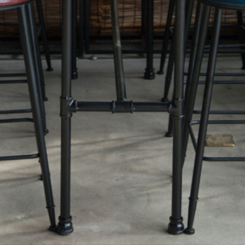 Industrial Style Bar Dining Table Indoor Metal and Wood Bar Table