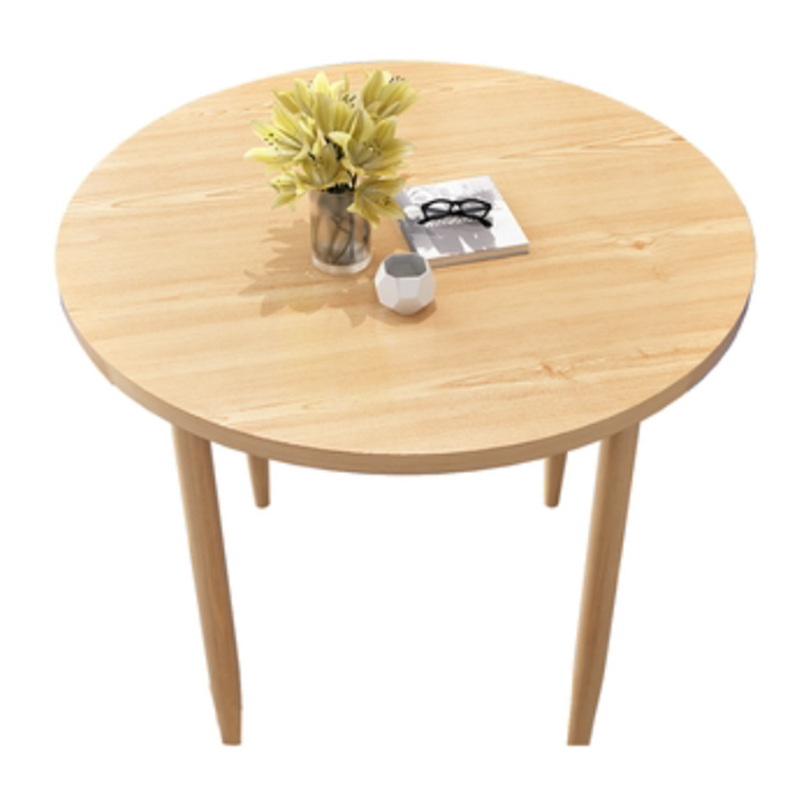 Natural Finish Round Dining Table Modern Dinette Table with 4 Legs