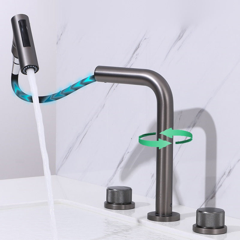 Widespread Bathroom Faucet Swivel Spout High-Arc with Pull Out Sprayer