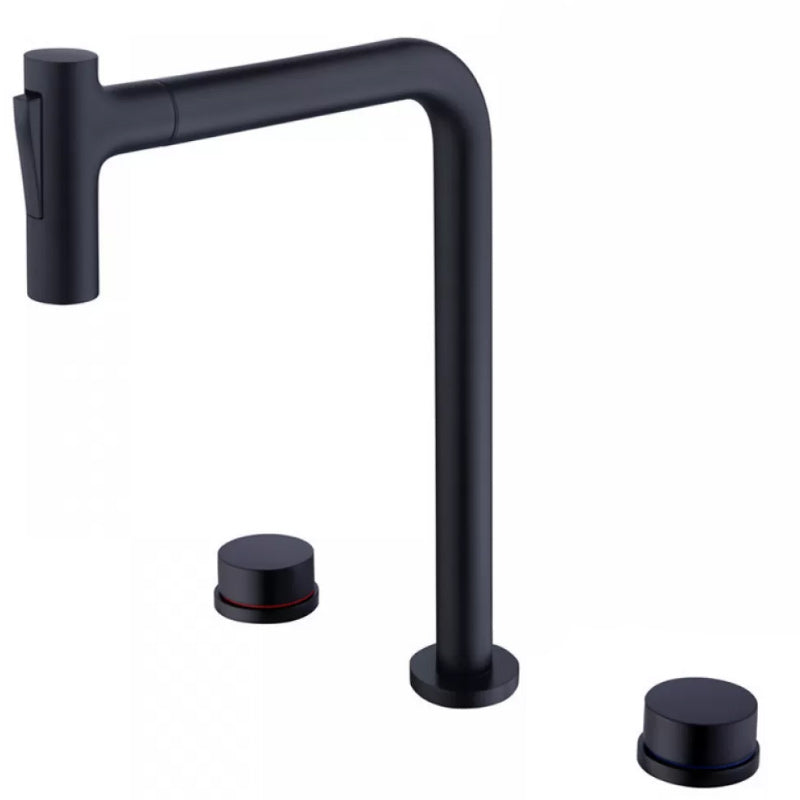 Widespread Bathroom Faucet Swivel Spout High-Arc with Pull Out Sprayer