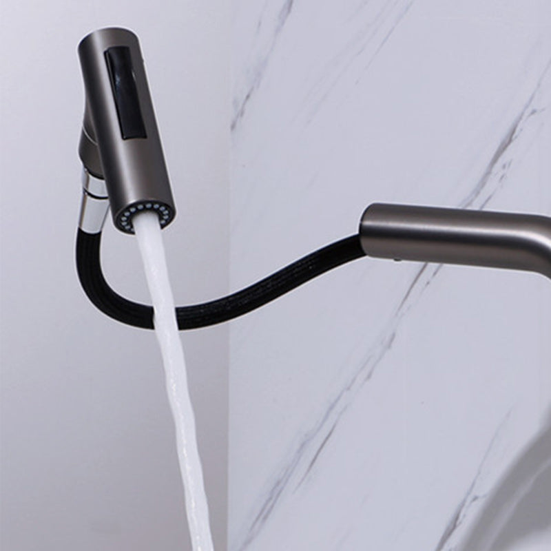 Widespread Bathroom Faucet Swivel Spout High-Arc with Pull Out Sprayer