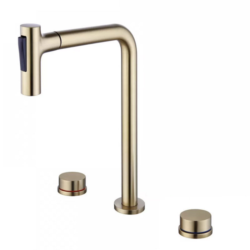 Widespread Bathroom Faucet Swivel Spout High-Arc with Pull Out Sprayer