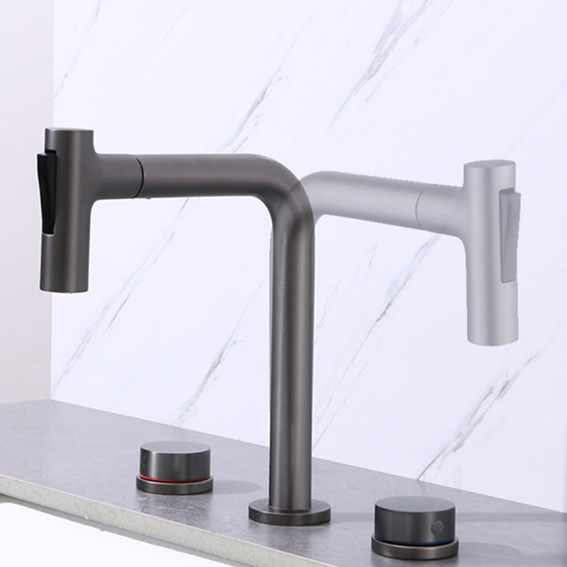 Widespread Bathroom Faucet Swivel Spout High-Arc with Pull Out Sprayer