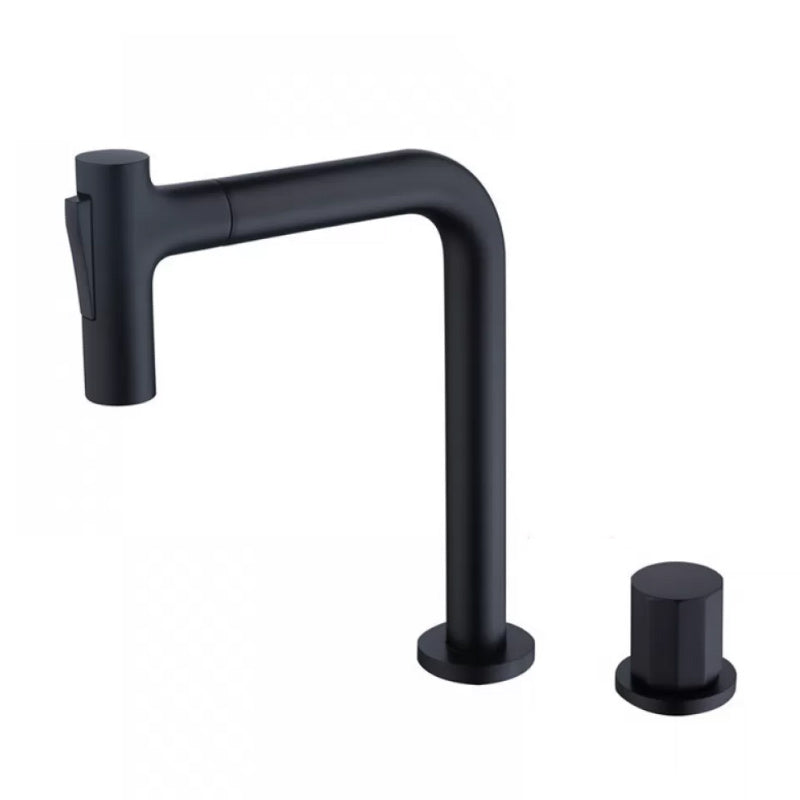 Widespread Bathroom Faucet Swivel Spout High-Arc with Pull Out Sprayer